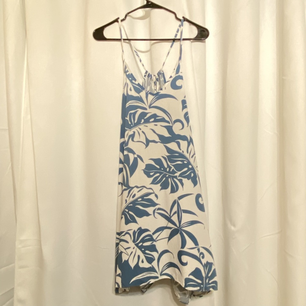 Puanani Hawaiian Dress Small Blue Tropical Floral Design Vacation Made In Hawaii